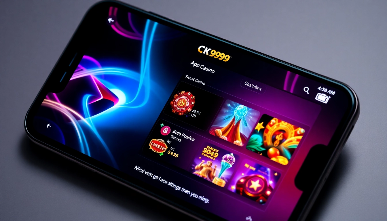 Screenshot of CK999 app casino interface on mobile device highlighting betting options and live games for seamless user experience.