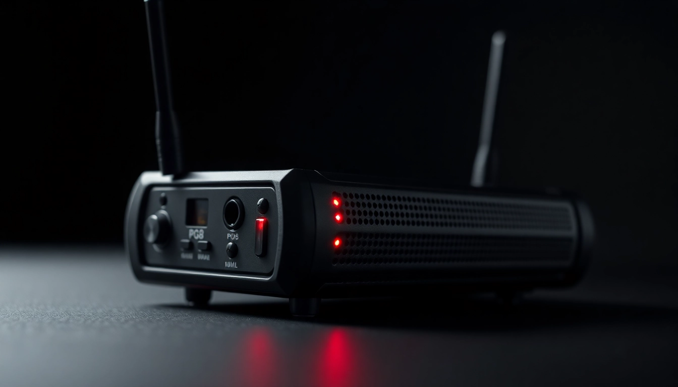 High-quality PG88 wireless microphone receiver with signal indicators and antenna diversity, showcasing professional audio gear setup for performances.