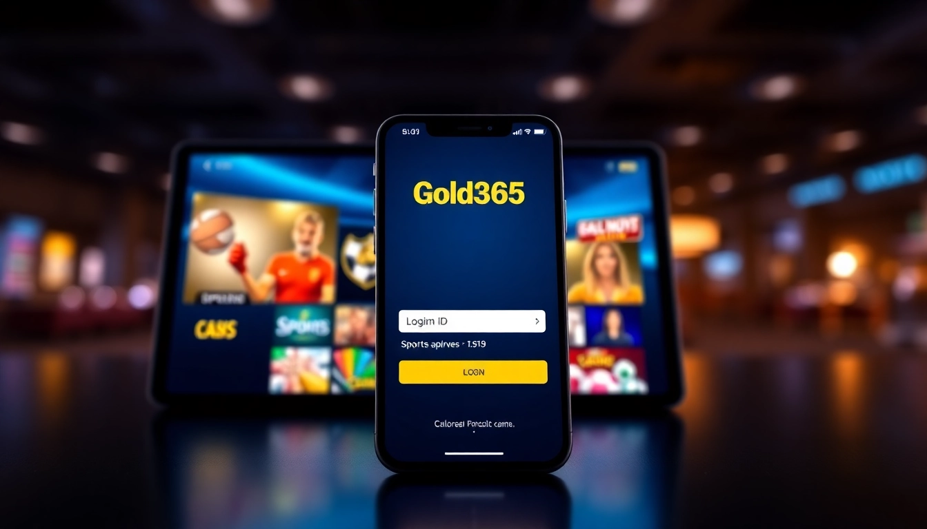 Gold365 ID login dashboard displayed on a mobile device emphasizing secure online betting experience for users in India.