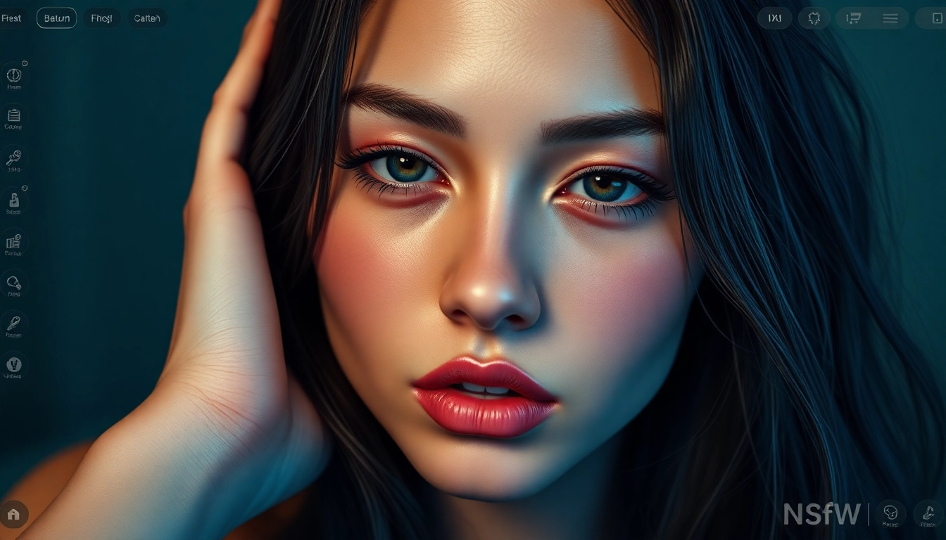 Intuitive nsfw ai image generator interface creating hyper-realistic adult visuals with customizable options and emotional detail.